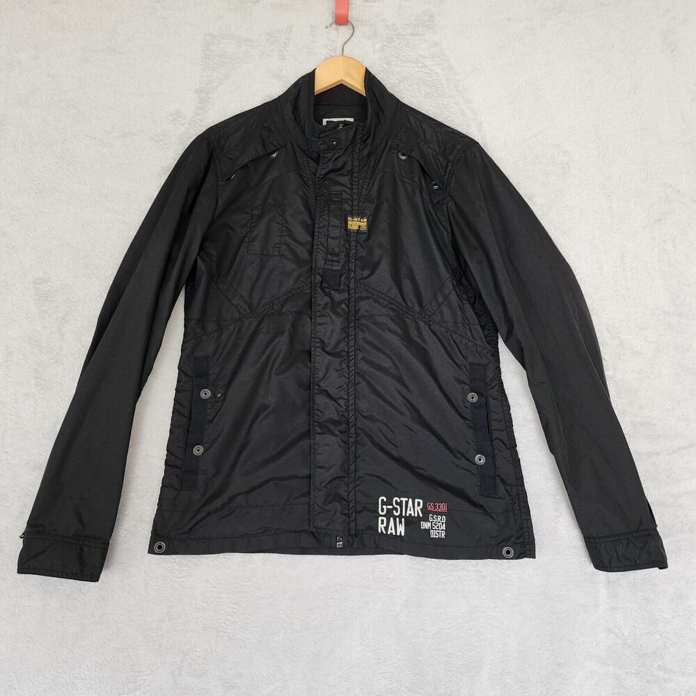 G Star Raw Jacket Mens Large Black Nylon Overshirt G-Star Recolite Tactical